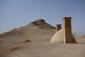 Zoroastrian Tower of Silence in Yazd (the big one in the background)