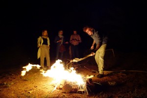 Campfire in the desert at Garmeh