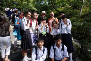 Brian, Chris and me between japanese school kids