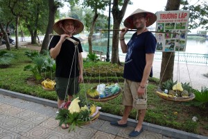 Two authentic fruit sellers in Hanoi